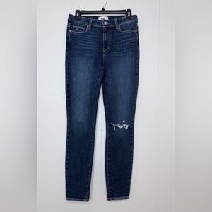 PAIGE Hoxton Ankle Skinny Jeans with Knee Distress - Size 28 / 27” inseam